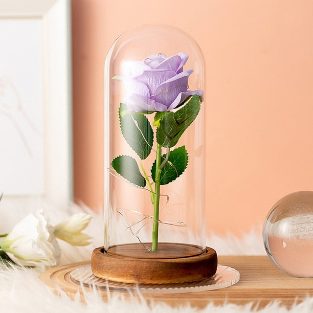 Artificial Flowers Décor In Covered Dome