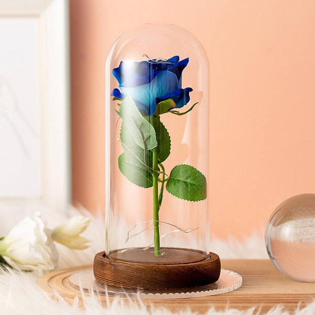 Artificial Flowers Décor In Covered Dome